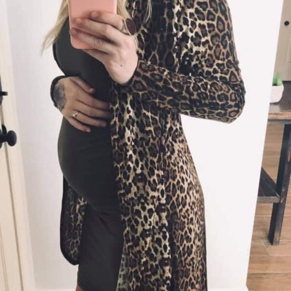 Leopard Print Cardigan Mauve and Mallow